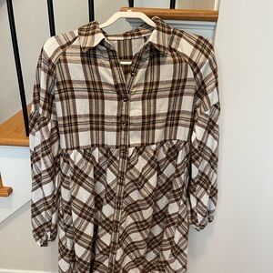 Plaid Button-Up Dress